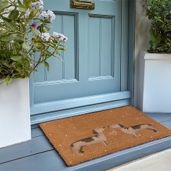 Clayre & Eef Deurmat 75x45 cm Bruin Kokos Teckels