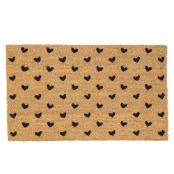 Clayre & Eef Zerbino 75x45 cm Marrone Nero  Fibra di cocco in PVC Rettangolo Cuori