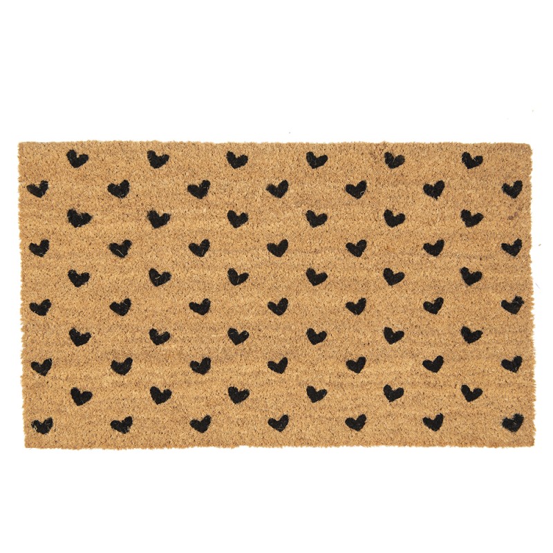 Clayre & Eef Zerbino 75x45 cm Marrone Nero  Fibra di cocco in PVC Rettangolo Cuori