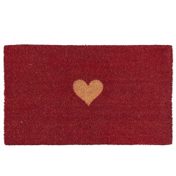 Clayre & Eef Door Mat 75x45 cm Red Rubber Coconut Fiber Rectangle Heart