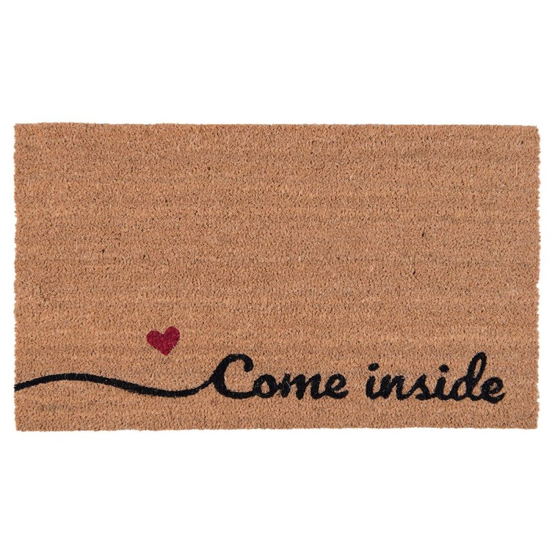 Clayre & Eef Door Mat 75x45 cm Brown Rubber Coconut Fiber Rectangle Come inside