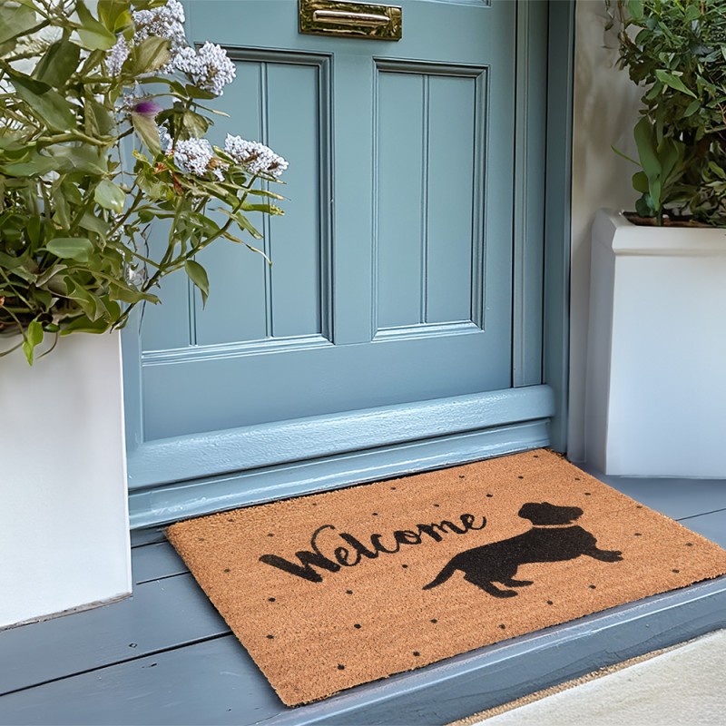 Clayre & Eef Zerbino 75x45 cm Marrone Fibra di cocco in gomma Rettangolo Cane Welcome