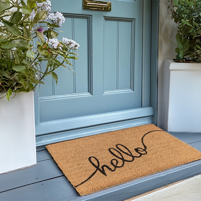Clayre & Eef Türmatte 60x40 cm Braun Gummikokosfaser Rechteck Hello