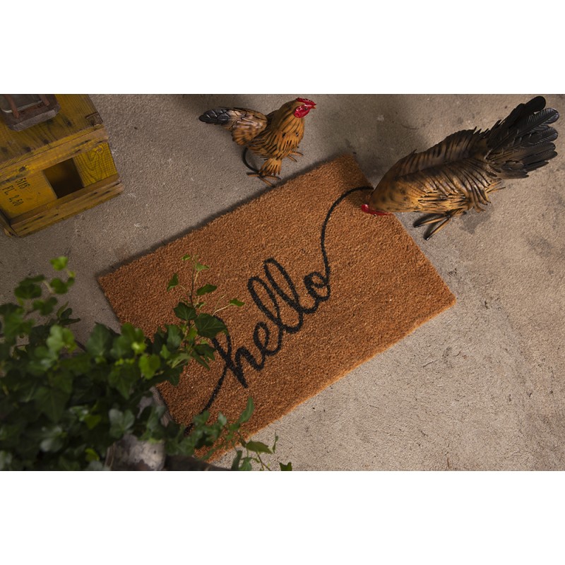 Clayre & Eef Türmatte 60x40 cm Braun Gummikokosfaser Rechteck Hello