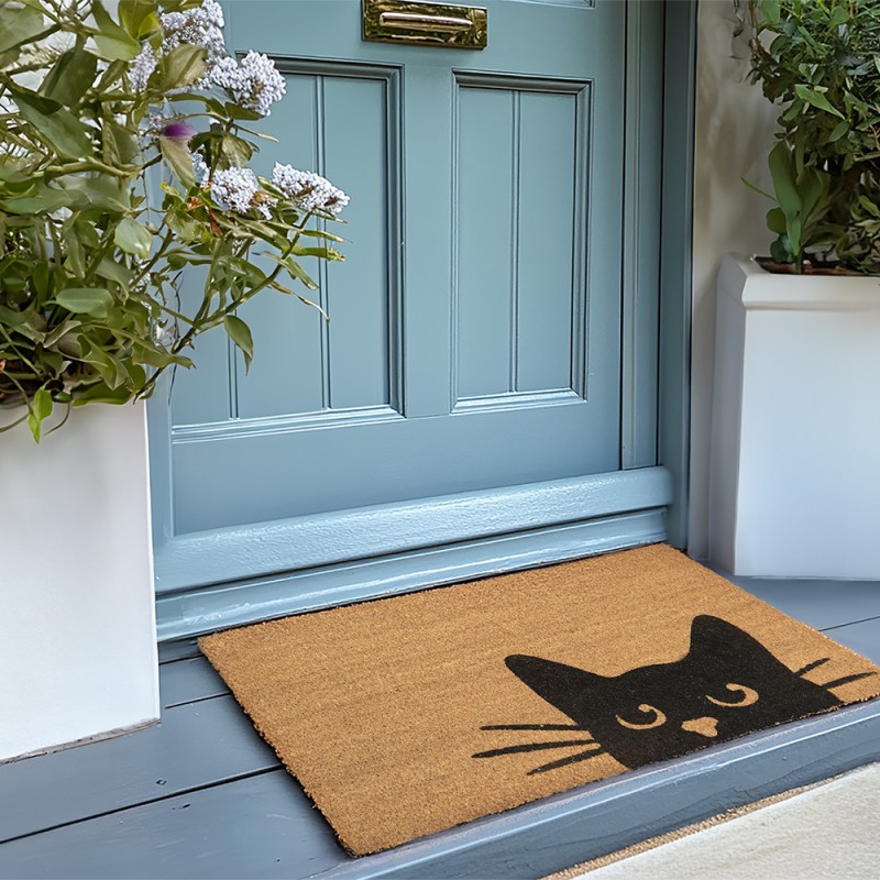 Clayre & Eef Deurmat 75x45 cm Bruin Kokos Kat