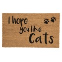 Clayre & Eef Deurmat  75x45 cm Bruin Kokosvezel Rubber Rechthoek Kattenpootjes Like Cats