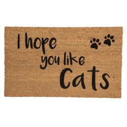Clayre & Eef Door Mat 75x45 cm Brown Rubber Coconut Fiber Rectangle Cat Paws Like Cats