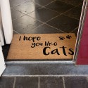 Clayre & Eef Door Mat 75x45 cm Brown Rubber Coconut Fiber Rectangle Cat Paws Like Cats
