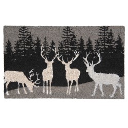 Clayre & Eef Door Mat 75x45 cm Grey Rubber Coconut Fiber Rectangle Moose