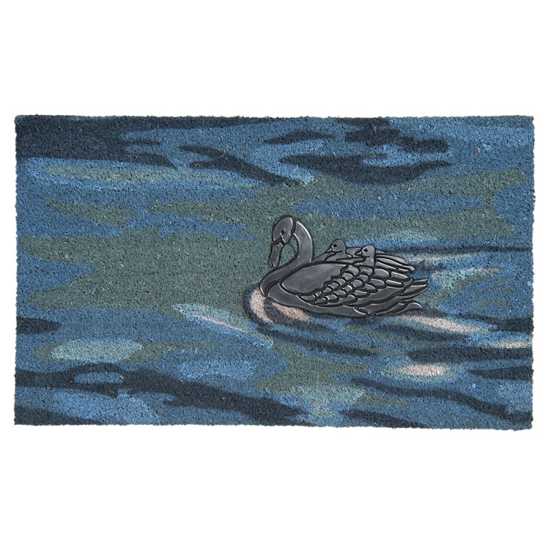 Clayre & Eef Deurmat  75x45 cm Blauw Kokosvezel Rubber Rechthoek Eend