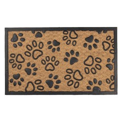 Clayre & Eef Paillasson 75x45 cm Marron Noir Fibre de coco en caoutchouc Rectangle