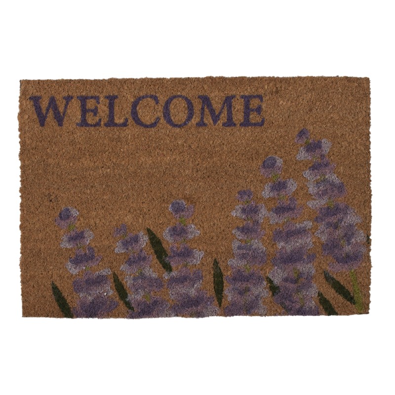 Clayre & Eef Deurmat  60x40 cm Bruin Paars Kokosvezel Pvc Rechthoek Lavendel Welcome