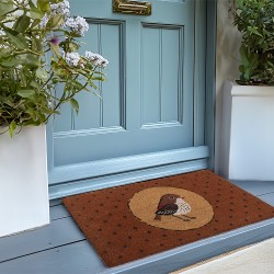 Clayre & Eef Door Mat Bird 75x45 cm Brown PVS Coconut Fiber Rectangle