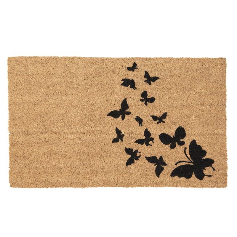 Clayre & Eef Zerbino 75x45 cm Marrone Nero  Fibra di cocco in PVC Rettangolo Farfalle