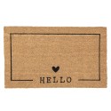 Clayre & Eef Türmatte 75x45 cm Braun Schwarz PVC-Kokosfaser Rechteck Herz Hello