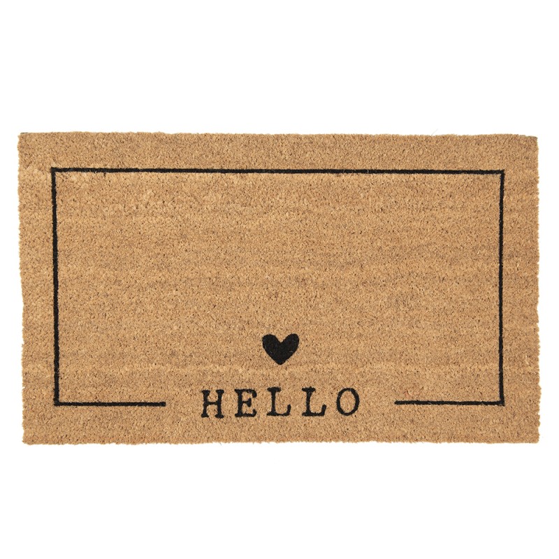 Clayre & Eef Türmatte 75x45 cm Braun Schwarz PVC-Kokosfaser Rechteck Herz Hello