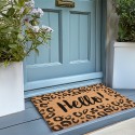 Clayre & Eef Zerbino 75x45 cm Marrone Nero  Fibra di cocco in PVC Rettangolo Pantera Hello