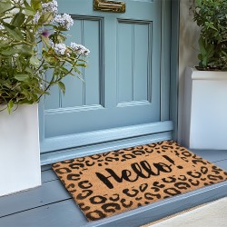 Clayre & Eef Zerbino 75x45 cm Marrone Nero  Fibra di cocco in PVC Rettangolo Pantera Hello