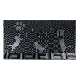 Clayre & Eef Deurmat  75x45 cm Zwart Rubber Rechthoek Katten
