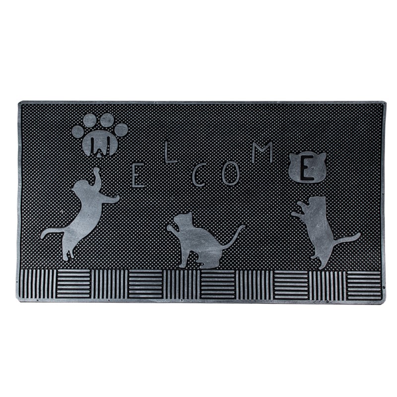 Clayre & Eef Zerbino 75x45 cm Nero Gomma Rettangolo Gatti