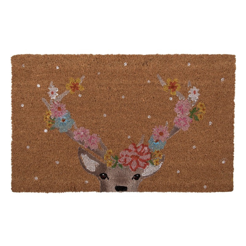 Clayre & Eef Paillasson 75x45 cm Marron Fibre de coco PVC Cerf