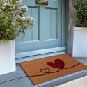 Clayre & Eef Paillasson 75x45 cm Marron Fibre de coco PVC Coeurs