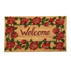 Clayre & Eef Paillasson 75x45 cm Rouge Fibre de coco en caoutchouc Rectangle Welcome