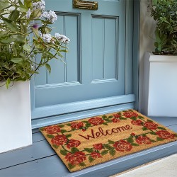 Clayre & Eef Deurmat  75x45 cm Rood Kokosvezel Rubber Rechthoek Welcome