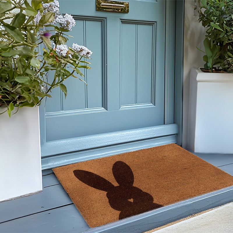 Clayre & Eef Paillasson 75x45 cm Marron Fibre de coco PVC Lapin