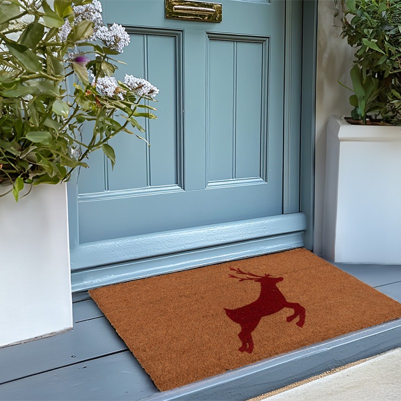 Clayre & Eef Deurmat 75x45 cm Bruin Kokosvezel PVC Hert