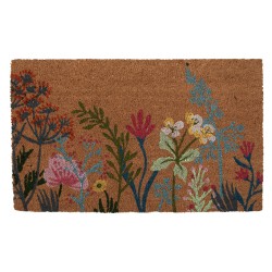Clayre & Eef Deurmat 75x45 cm Bruin Kokos Bloemen