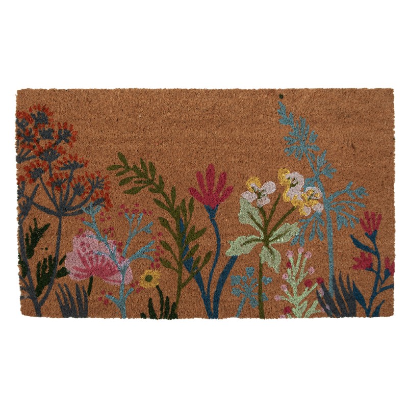 Clayre & Eef Deurmat 75x45 cm Bruin Kokos Bloemen