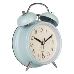 Clayre & Eef Analog Alarm Clock Ø 12x6x17 cm Blue Metal Glass