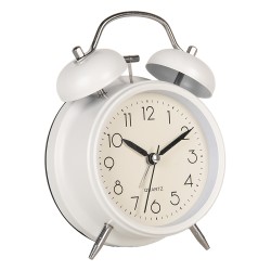 Clayre & Eef Analog Alarm Clock Ø 12x6x17cm White Metal Glass
