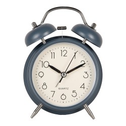 Clayre & Eef Analog Alarm Clock Ø 9x5x13 cm Blue Metal Glass