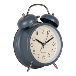 Clayre & Eef Analog Alarm Clock Ø 9x5x13 cm Blue Metal Glass