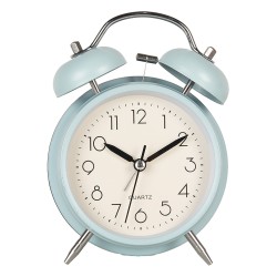 Clayre & Eef Analog Alarm Clock Ø 9x5x13 cm Blue Metal Glass