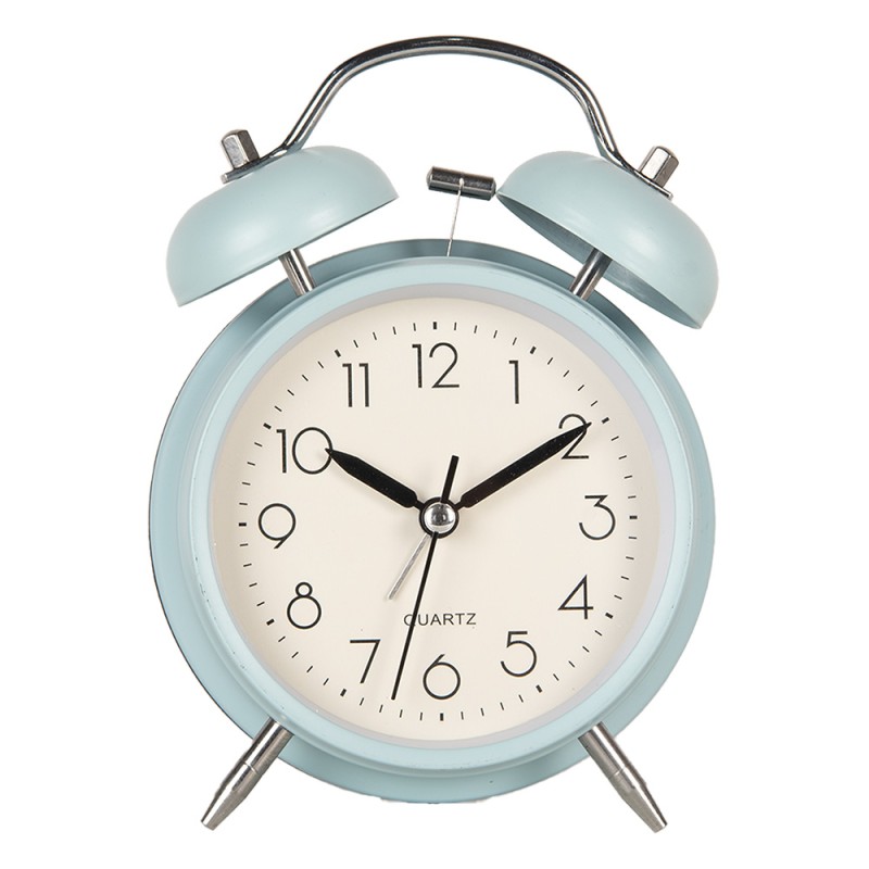 Clayre & Eef Analog Alarm Clock Ø 9x5x13 cm Blue Metal Glass
