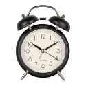 Clayre & Eef Analog Alarm Clock Ø 9x5x13 cm Black Metal Glass