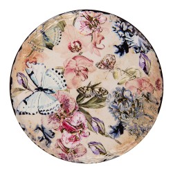 Clayre & Eef Pot Coasters Ø 16 cm Beige Ceramic Butterflies