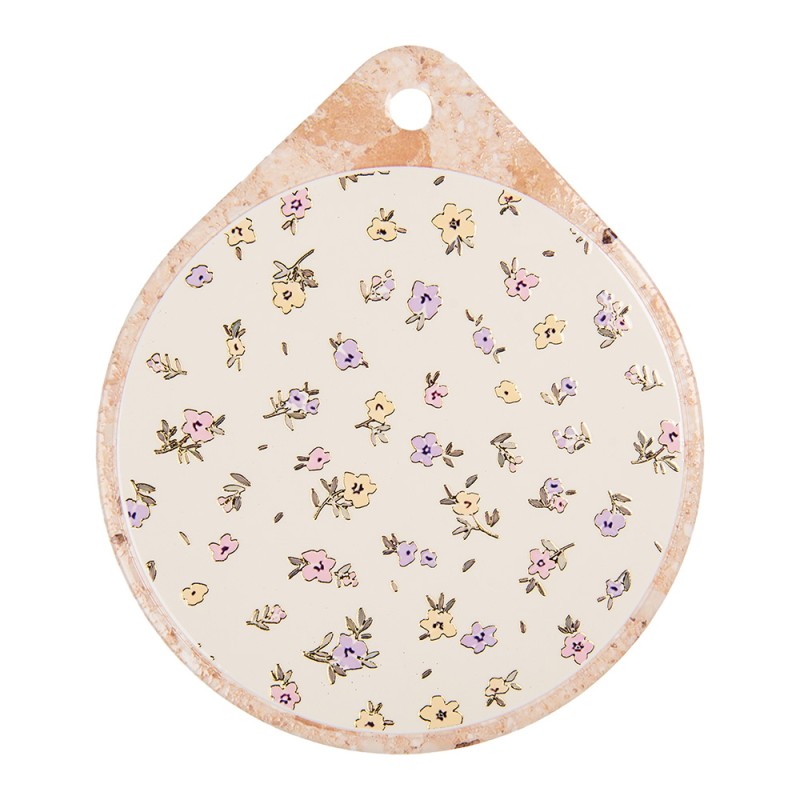 Clayre & Eef Pot Coasters 20x23 cm Beige Ceramic Flowers