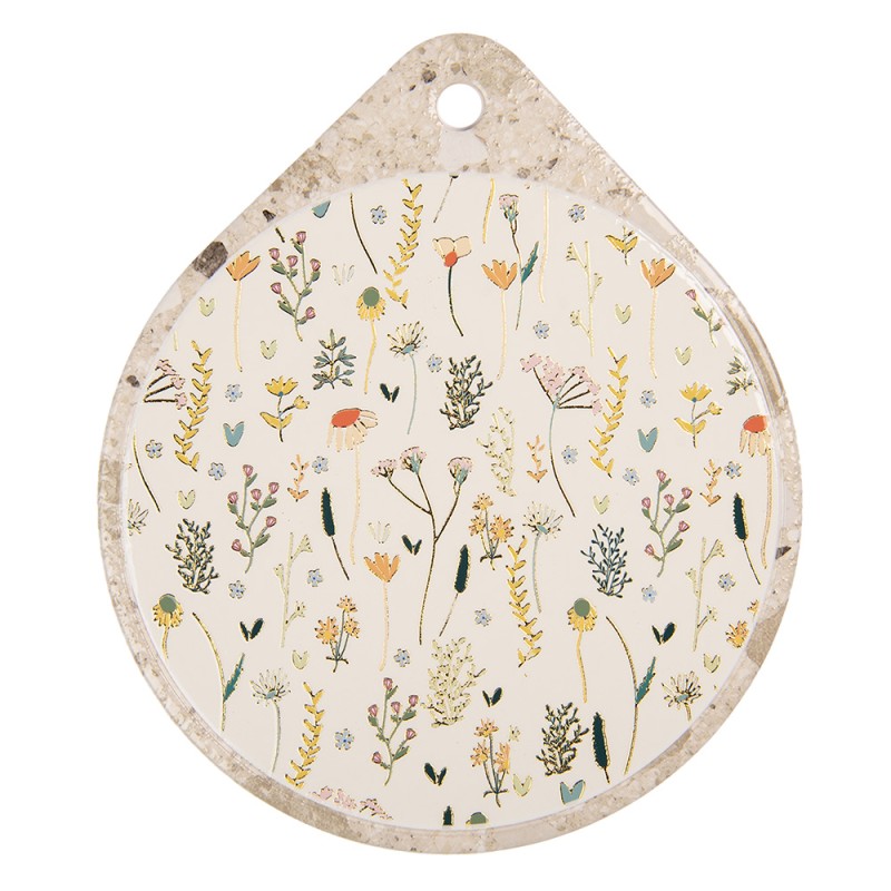 Clayre & Eef Pot Coasters 20x23 cm Beige Ceramic Flowers