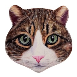 Clayre & Eef Pot Coasters Cat 20x20 cm Brown Ceramic