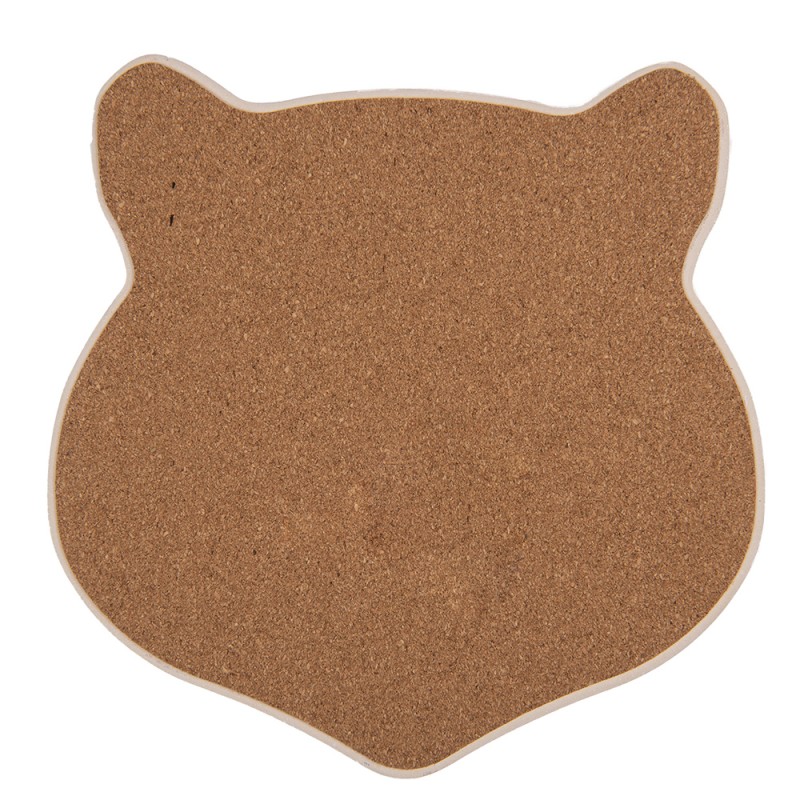 Clayre & Eef Pot Coasters Cat 20x20 cm Brown Ceramic