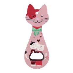 Clayre & Eef Bottle Opener Cat 5x14 cm Pink Ceramic