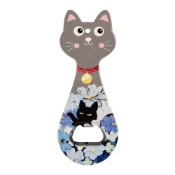 Clayre & Eef Bottle Opener Cat 5x14 cm Grey Ceramic