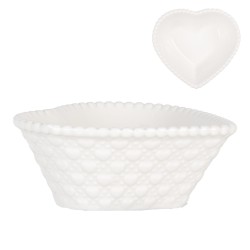 Clayre & Eef Schale 75 ml Weiß Keramik Herzförmig
