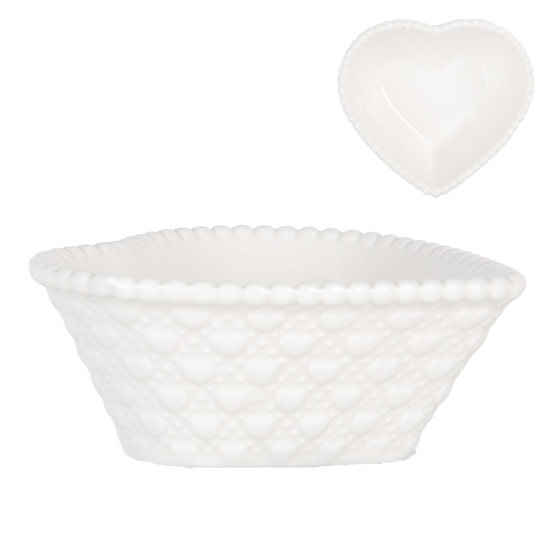 Clayre & Eef Schale 75 ml Weiß Keramik Herzförmig