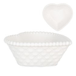 Clayre & Eef Kom 25 ml Wit Keramiek Hartvormig