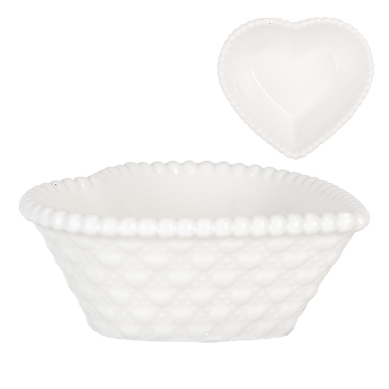 Clayre & Eef Kom 25 ml Wit Keramiek Hartvormig
